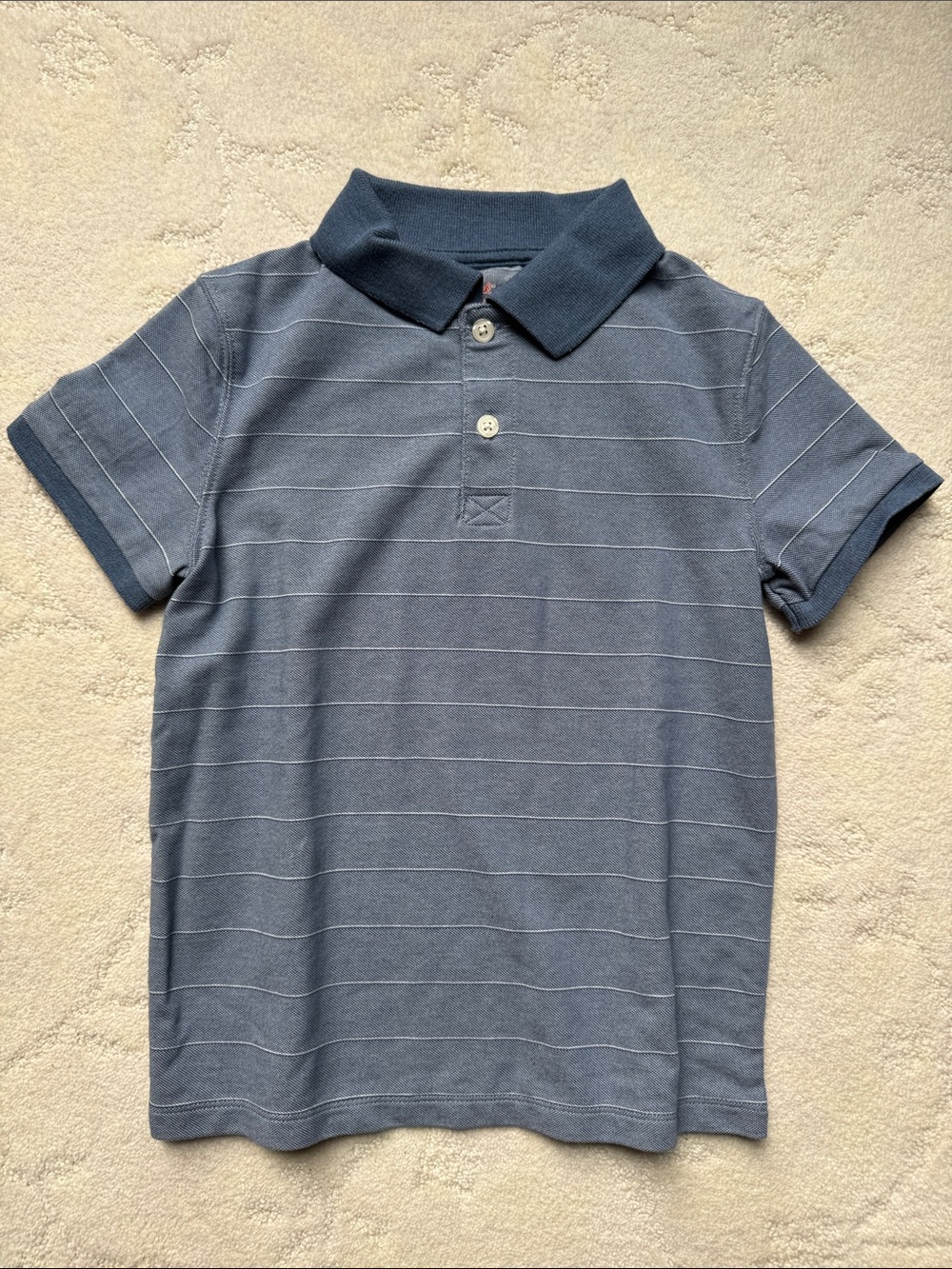 4T/5T (Xs) Boys Short Sleeve Polo (2buttons) Shirt in Slate Blue Stripes, NWOT